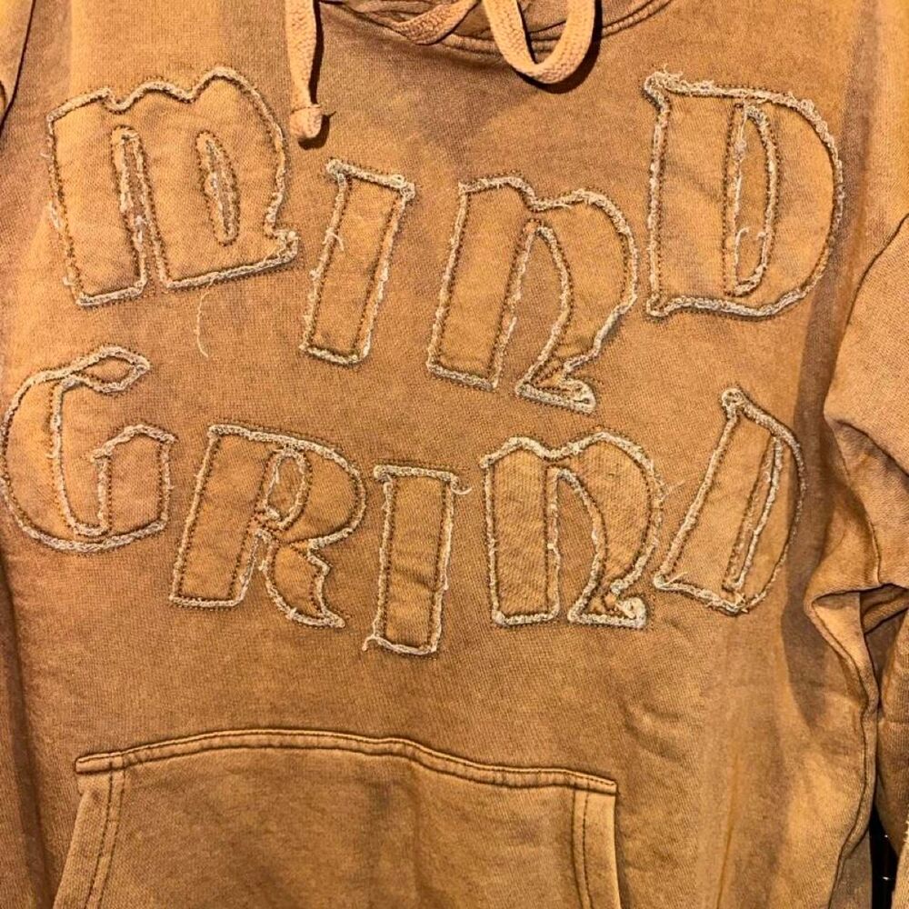 Rebel Minds MIND GRIND Stitched Men's Tan and Brown Hoodie Men's XL